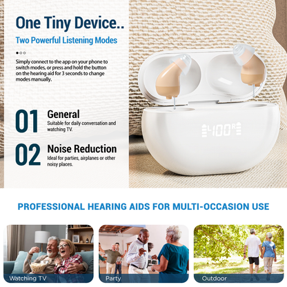 Discreet CIC Rechargeable Hearing Aids with App Control