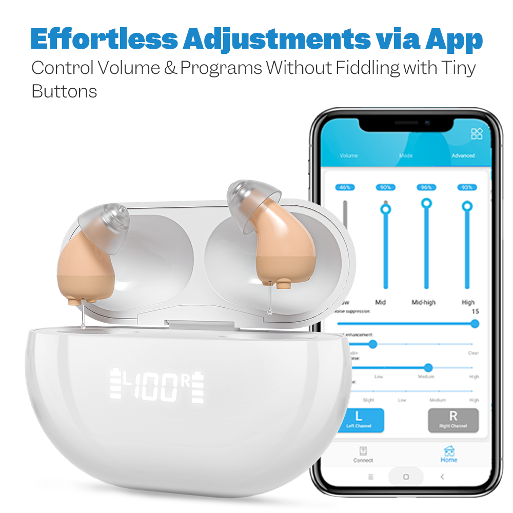 Discreet CIC Rechargeable Hearing Aids with App Control