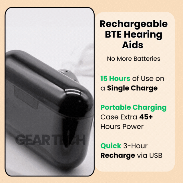 BTE Digital Hearing Aids – Rechargeable Behind the Ear Hearing Amplifiers with Noise Cancelling & Volume Control